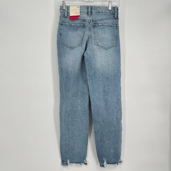 So High Rise Straight Jeans  Distressed Light Wash Size 0 - Picture 3 of 9